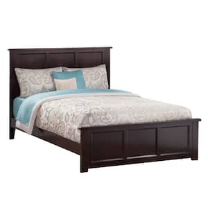 Madison Espresso Queen Solid Wood Frame Low Profile Platform Bed with Matching Footboard and USB Device Charger