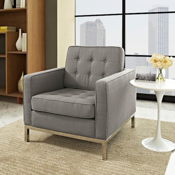 MODWAY Loft Upholstered Fabric Armchair in Granite