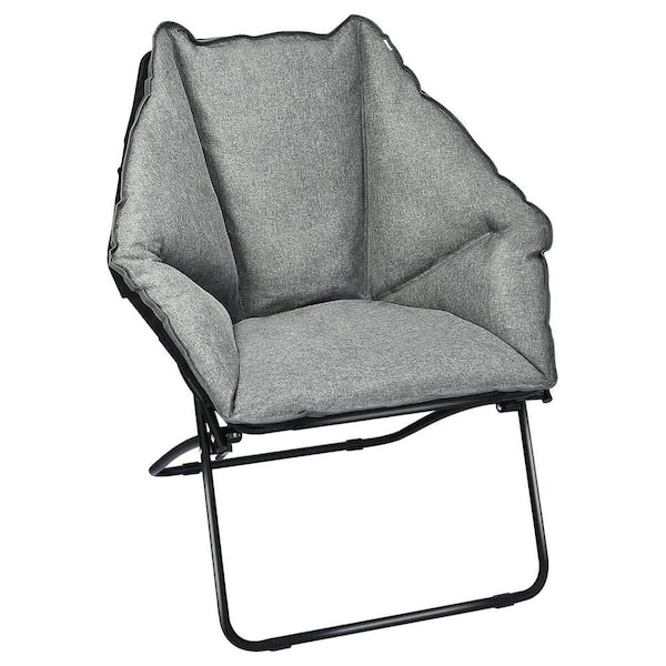 Costway Gray Metal Frame Saucer Padded folding chair