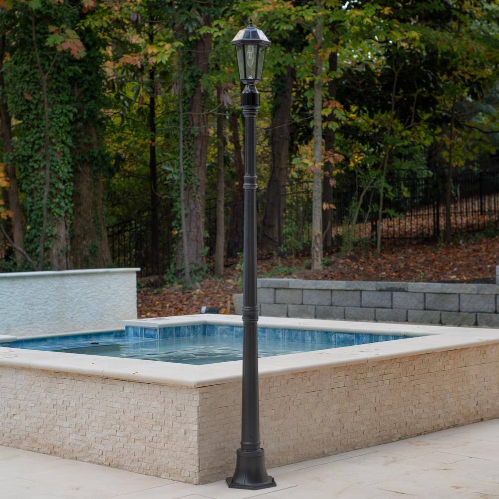 Topaz Black Aluminum Solar LED Outdoor Post Light
