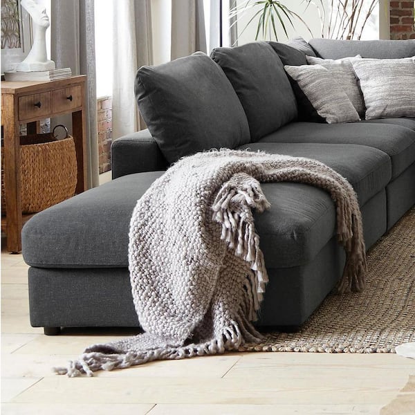 Coaster Serene Charcoal Fabric Upholstered Square Ottoman