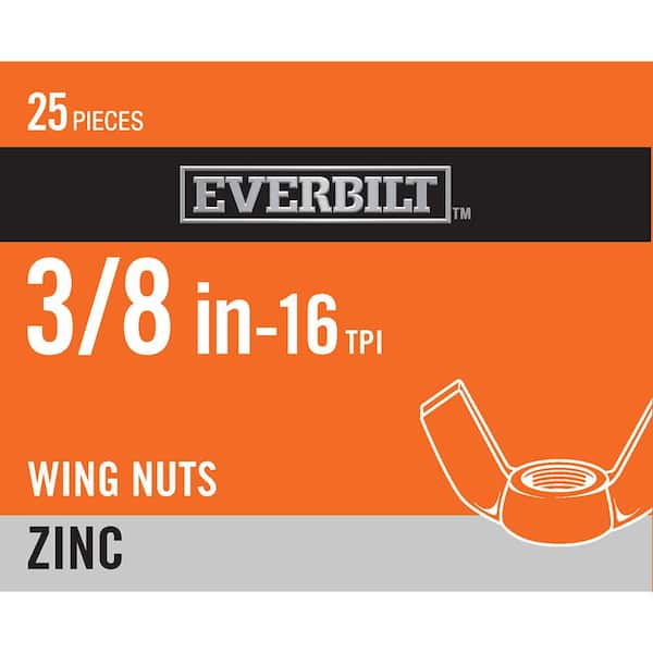 Everbilt 3/8 in.-16 Zinc Plated Wing Nut (25-Pack)