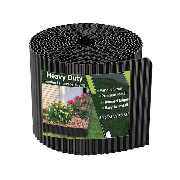 480L x 6H x 40 ft. Durable Galvanized Rubber Flexible Corrugated Landscape Lawn Edging Border Black Metal Edging