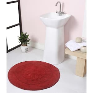 Radiant Collection 100% Cotton Bath Rugs Set, 30 in. Round, Red