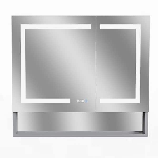 INSTER AIM 36 in. W x 32 in. H Rectangular Aluminum Right Single Door LED Surround Medicine Cabinet with Mirror