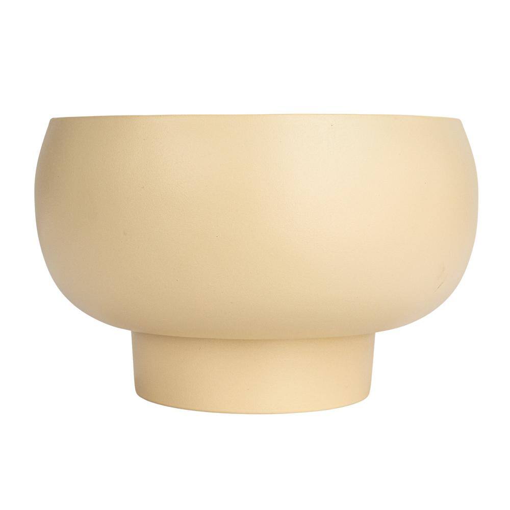 Set of 3 Beige, Ivory, and Mustard Metal Footed Planters