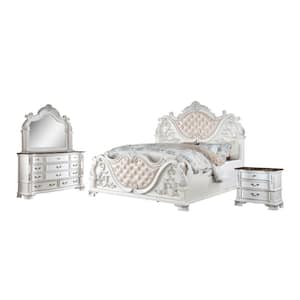 Florince 5-Piece Pearl White King Wood Bedroom Set