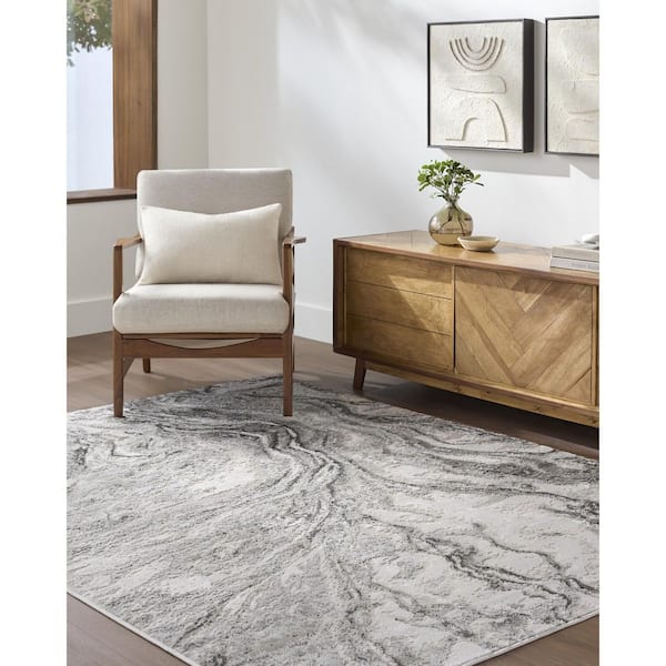 Amman Ivory Modern Abstract 7 ft. x 10 ft. Area Rug