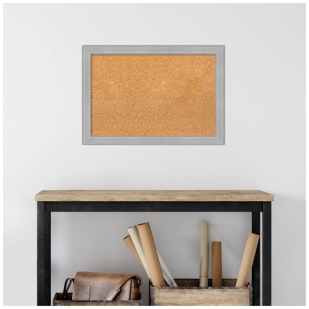 Vista Brushed Nickel Framed Natural Cork Bulletin Board