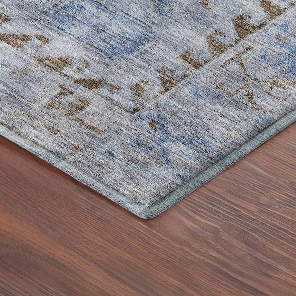 Mayfield Premium Machine Washable Abstract AMF2357 Sky 2 ft. x 7 ft. Runner Rug