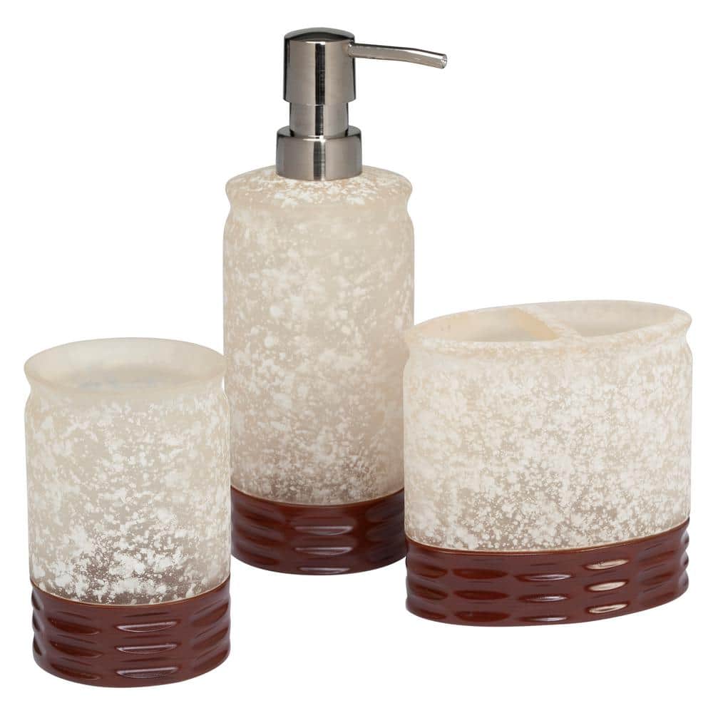 Dental Plaster Cup Toilet Brush White Salle De Baine/Soap Dispenser Bathroom Set 3tlg 