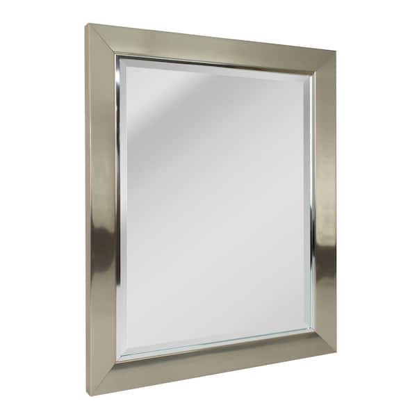 Head West 23 in. x 29 in. Brushed Nickel Frame Vanity Mirror with Chrome Liner