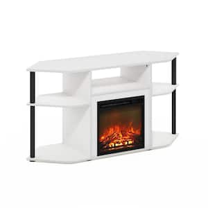 Jensen 47.09 in. Freestanding Wood Smart Electric Corner Fireplace TV Stand in Solid White/Black
