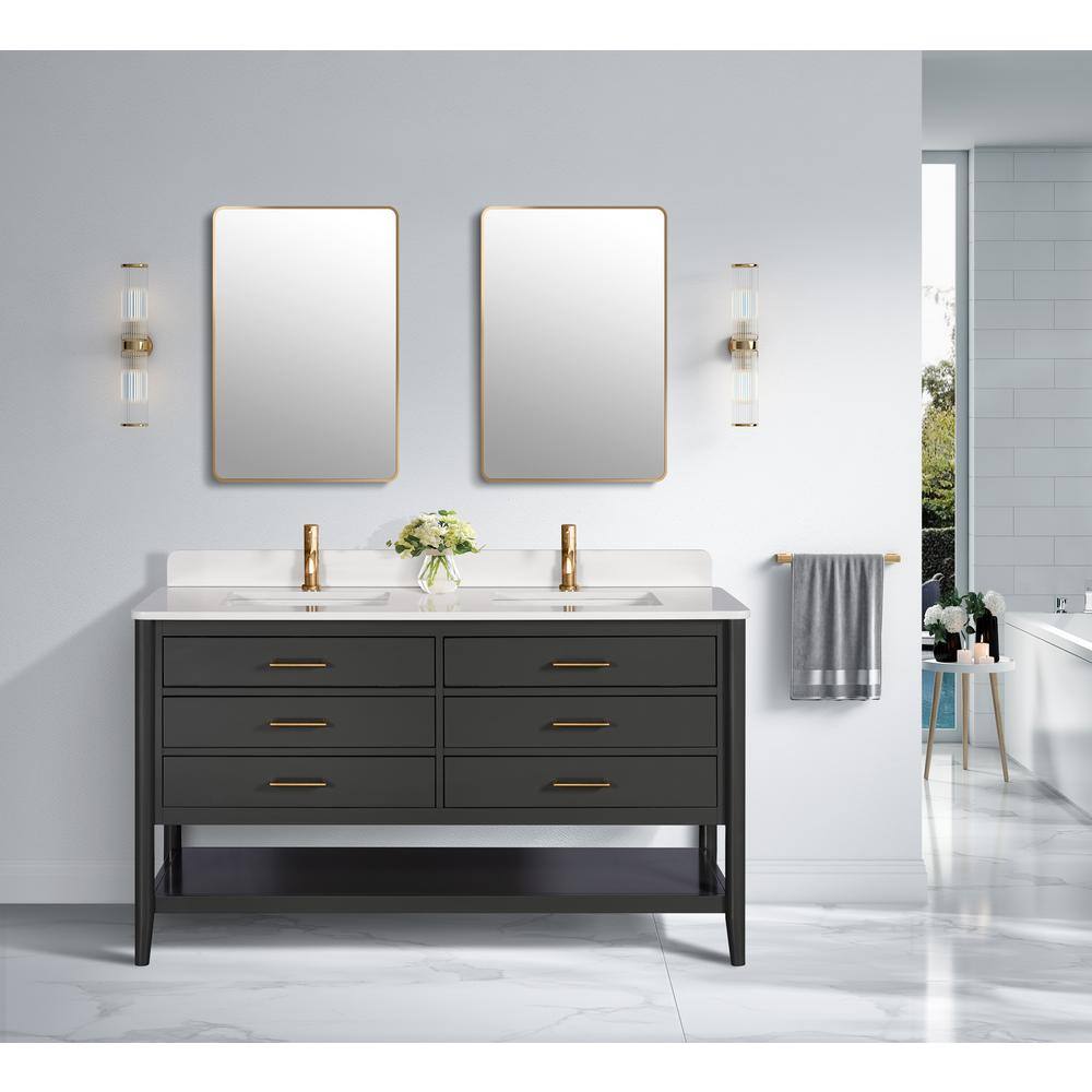 Home Decorators Collection Rocco 61 in. W x 22. D x 35. H Double Sink ...