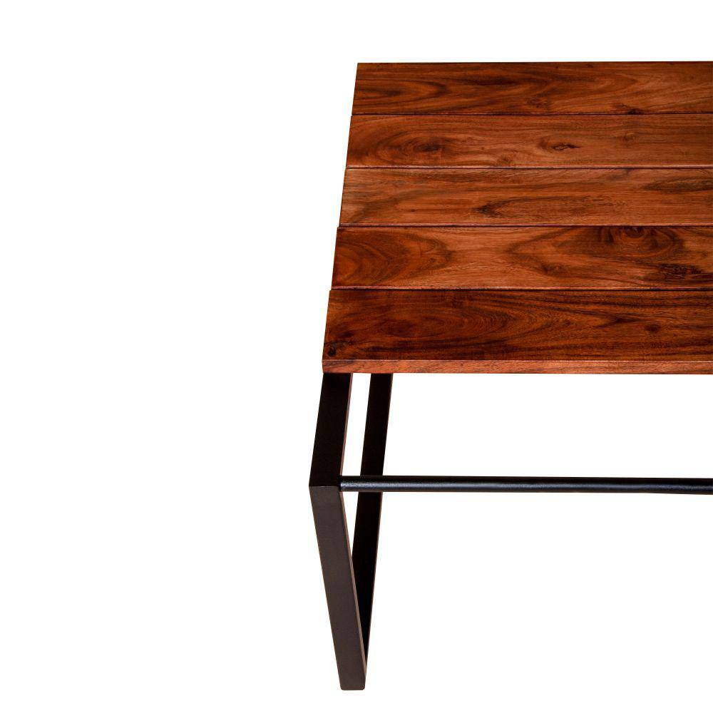Oak Brown and Black Metal Industrial Lift-Top Coffee Table