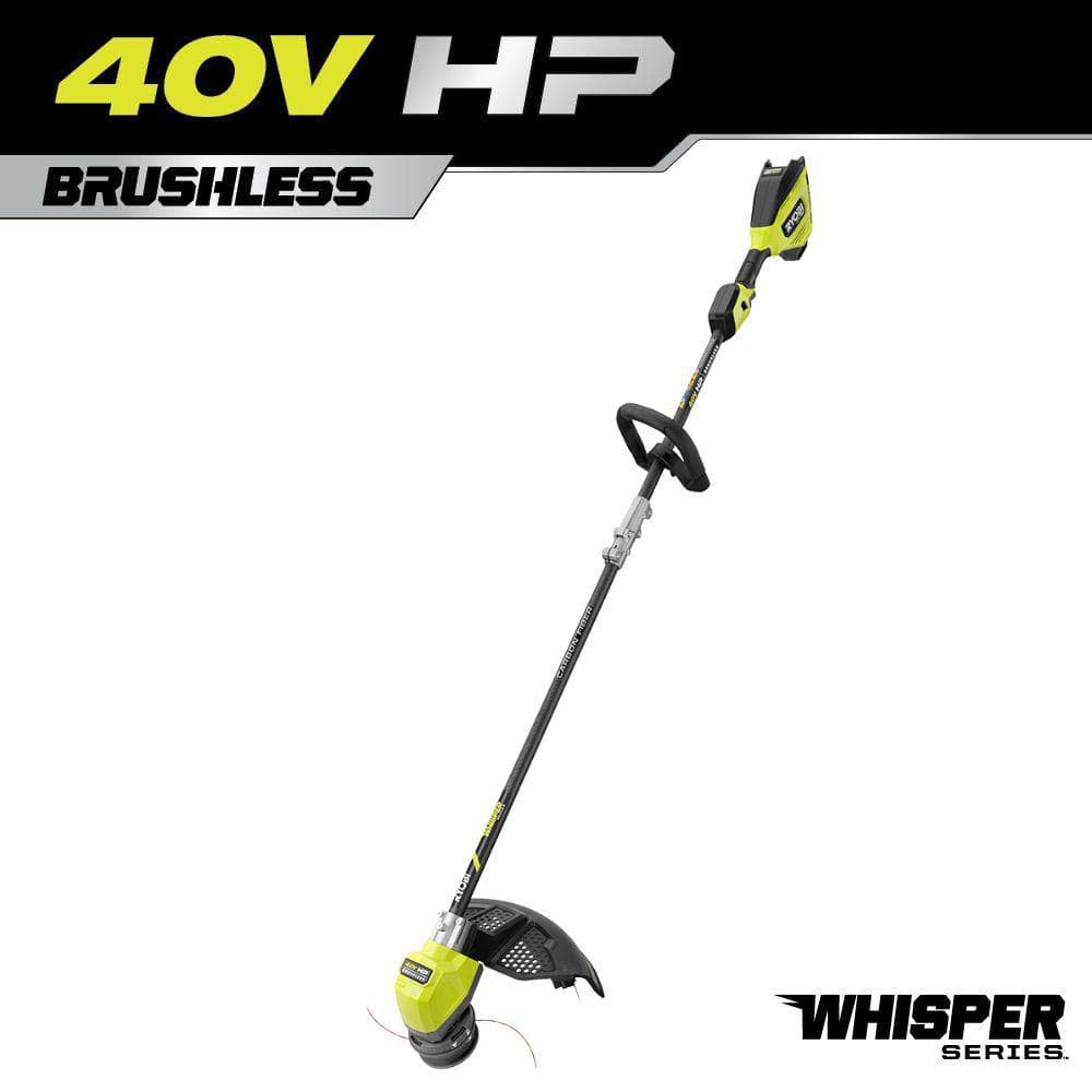 RYOBI 40V HP Brushless Whisper Series 17 in. Cordless Battery Carbon Fiber Shaft String Trimmer Tool Only RY402011BTL The Home Depot