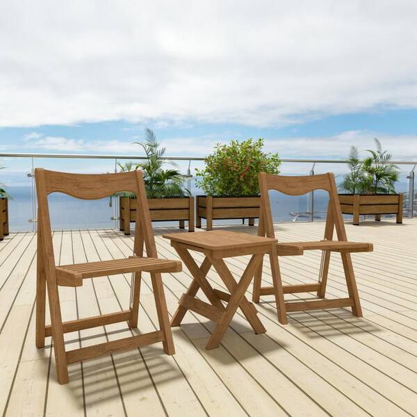 myhomore 3-Piece HDPE Foldable Small Table and Chair Set with 2