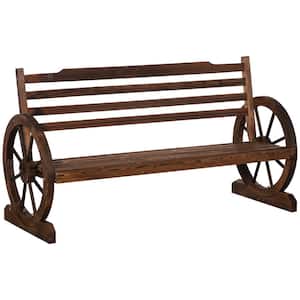 Seating Capacity 3-Person Brown Wood Outdoor Bench