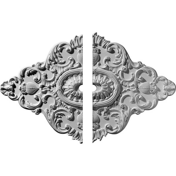 Ekena Millwork 42-3/4 in. W x 28 7/8 in. H x 3 in. x 1 in. Ashford Urethane Ceiling Medallion, 2-Piece (Fits Canopies up to 3 in.)