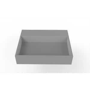 Juniper 24 in. Wall Mount Solid Surface Single Basin Rectangle Non Vessel Bathroom Sink No Faucet Hole in Matte Gray
