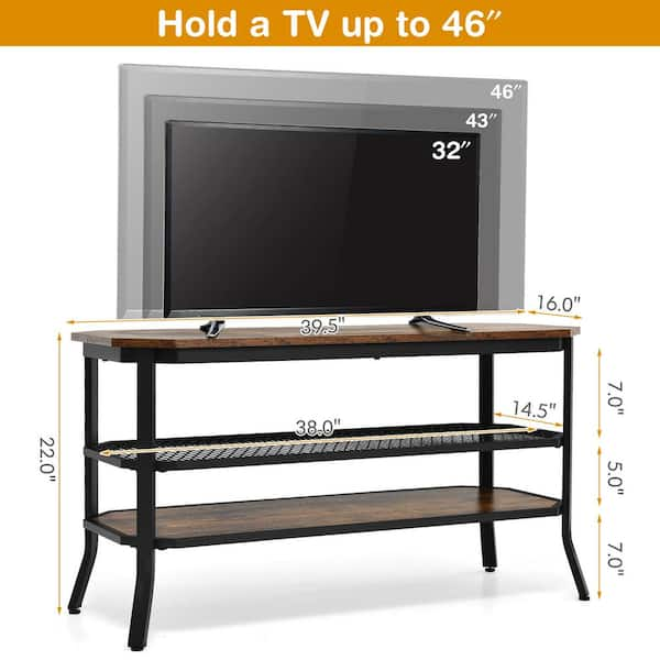 Costway 3 tier contemporary tv stand. Brown. offers New