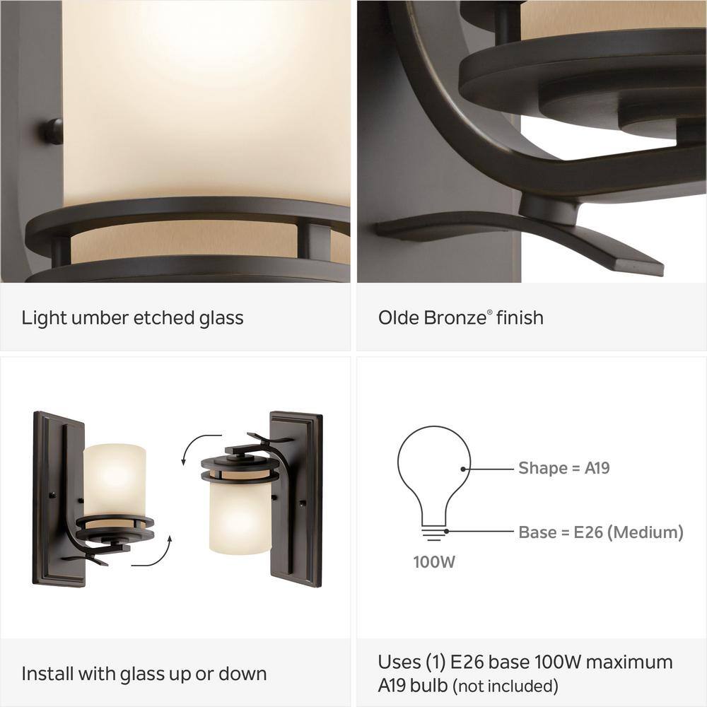 Hendrik Bronze 12" Wall Sconce with Cream Shade