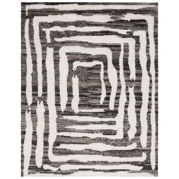 Casablanca 8 ft. x 10 ft. Ivory/Charcoal Two-Toned Spiral Area Rug
