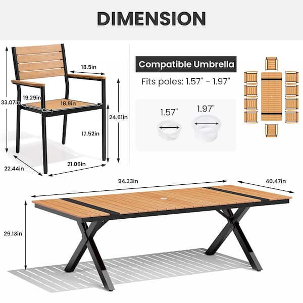 Crestlive Products 11-Piece Outdoor Dining Set with Umbrella Hole