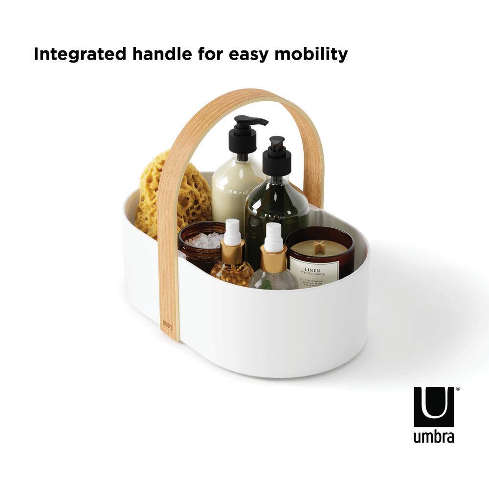 White and Natural Multipurpose Caddy Organizer with Handle