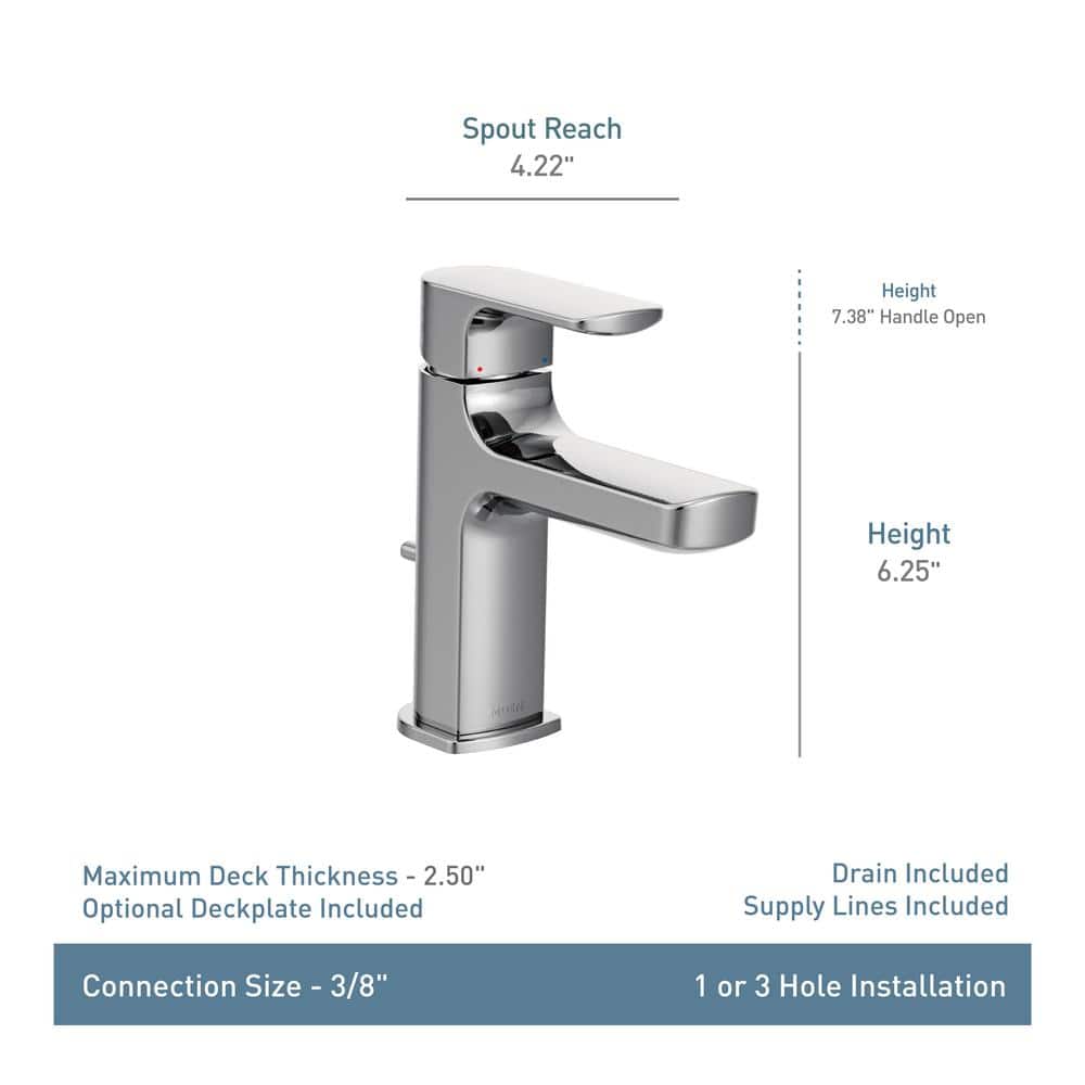Chrome Single Handle Modern Bathroom Faucet with Drain Assembly