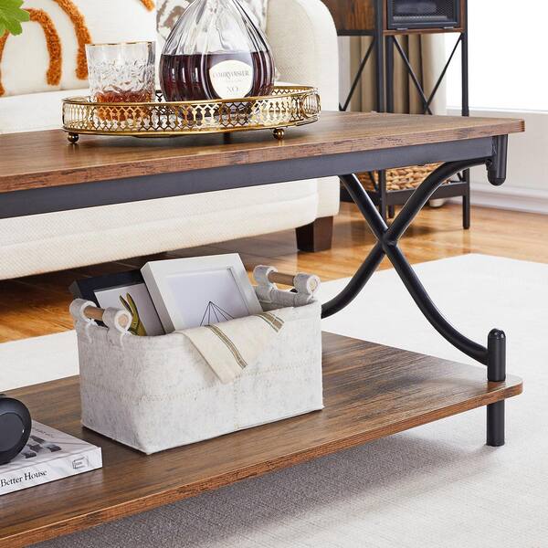 VECELO X-Design Coffee Table for Livingroom, 2 Tier rectangle