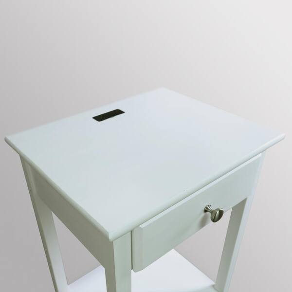 Casual Home Night Owl White Nightstand with USB Port 647 21