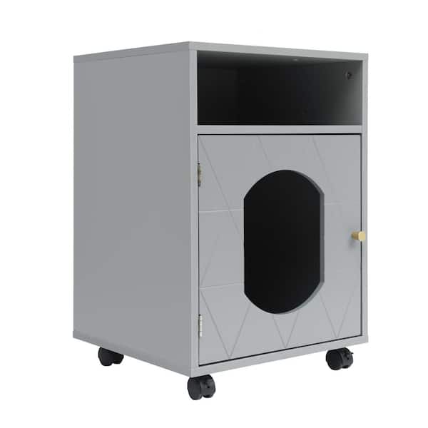 maocao hoom Wooden Pet House with Storage Space in Gray