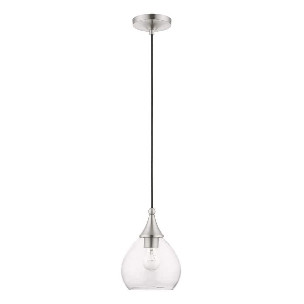 Mini Catania Brushed Nickel Pendant with Clear Glass Shade