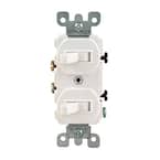 15 Amp Combination Double Switch, White