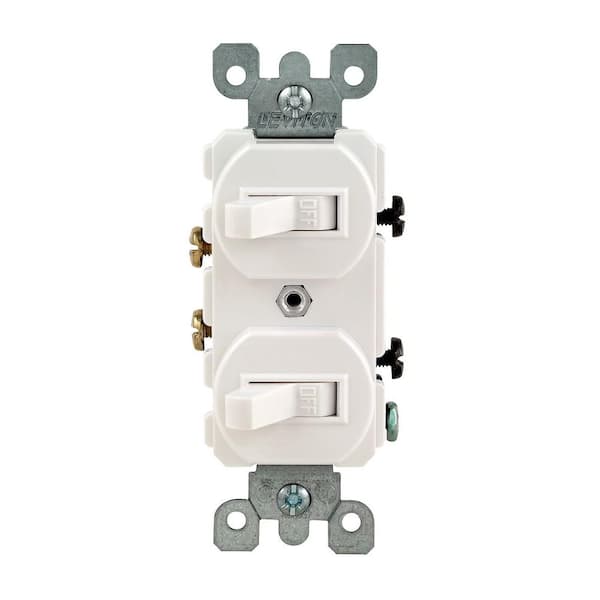 Leviton 15 Amp Combination Double Switch, White