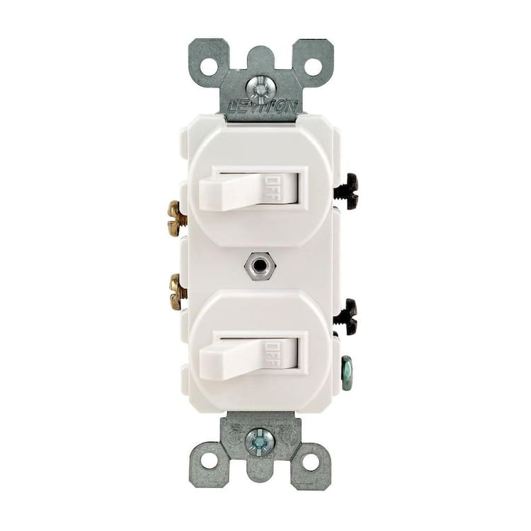 Leviton 15 Amp Combination Double Switch, White