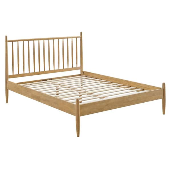 MODWAY Zane Light Oak Brown Solid Rubberwood Frame Full Spindle