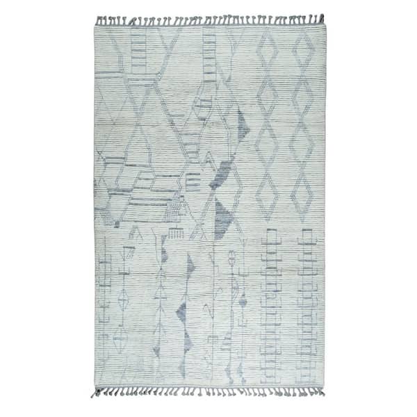 Ivory 6 ft. x 9 ft. 0.5 in. Contemporary Marrakech Hand-Knotted Wool Rug Luxurious Handspun for Stylish Home De Area Rug
