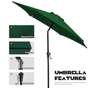 7.5ft Steel Outdoor Patio Market Umbrella with Tilt Crank in Green