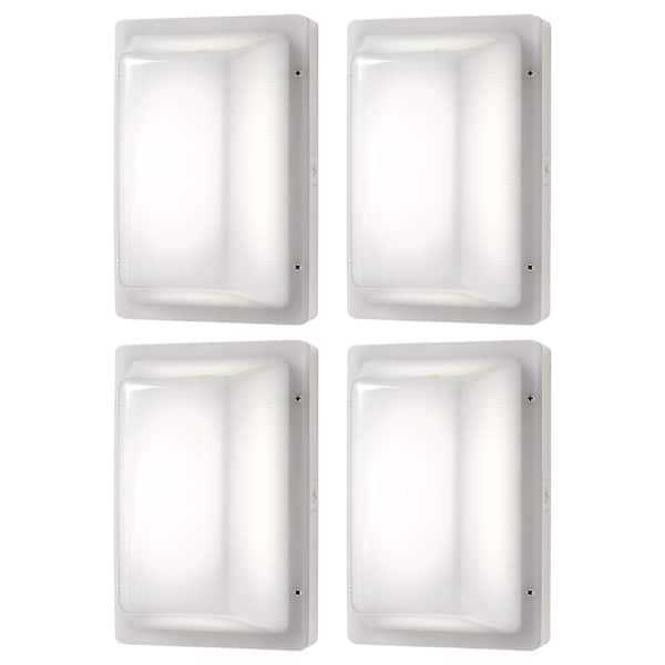 Hampton Bay 9 in. Weatherproof Non-Corrosive LED Flush Mount Outdoor Ceiling Light 600-1200LM 11W Adjustable CCT Wet Rated (4-Pack)