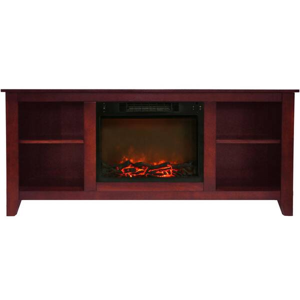 Cambridge Santa Monica 63 in. Electric Fireplace and Entertainment Stand in Cherry with 1500-Watt Charred Log Insert