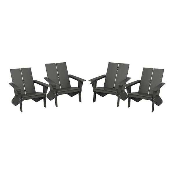 WESTIN OUTDOOR Coastin Outdoor Patio Weather Resistant Modern Poly Plastic Gray Adirondack Chair (Set of 4)
