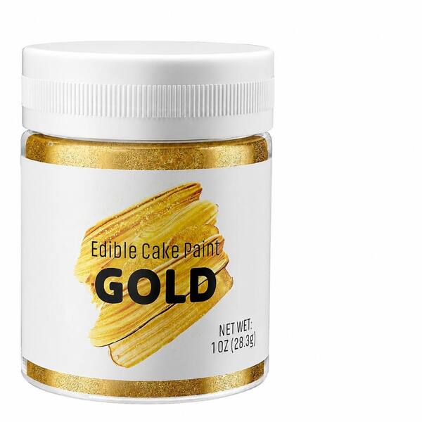 Gold Metallic Shimmer Edible Glitter Cake Paint for Cupcakes, Cookies, Fondant and Candy, Food-Grade, GMO-Free