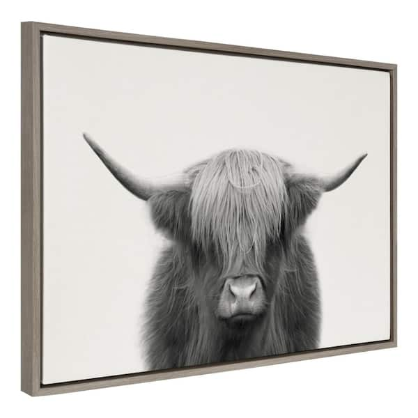 PixonSign Highland Cow Canvas Print Framed Wall Art, 24x36 inches