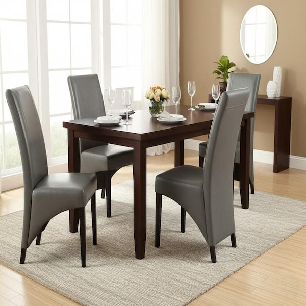 Amethyst Gray Faux Leather Side Chair (Set of 2)