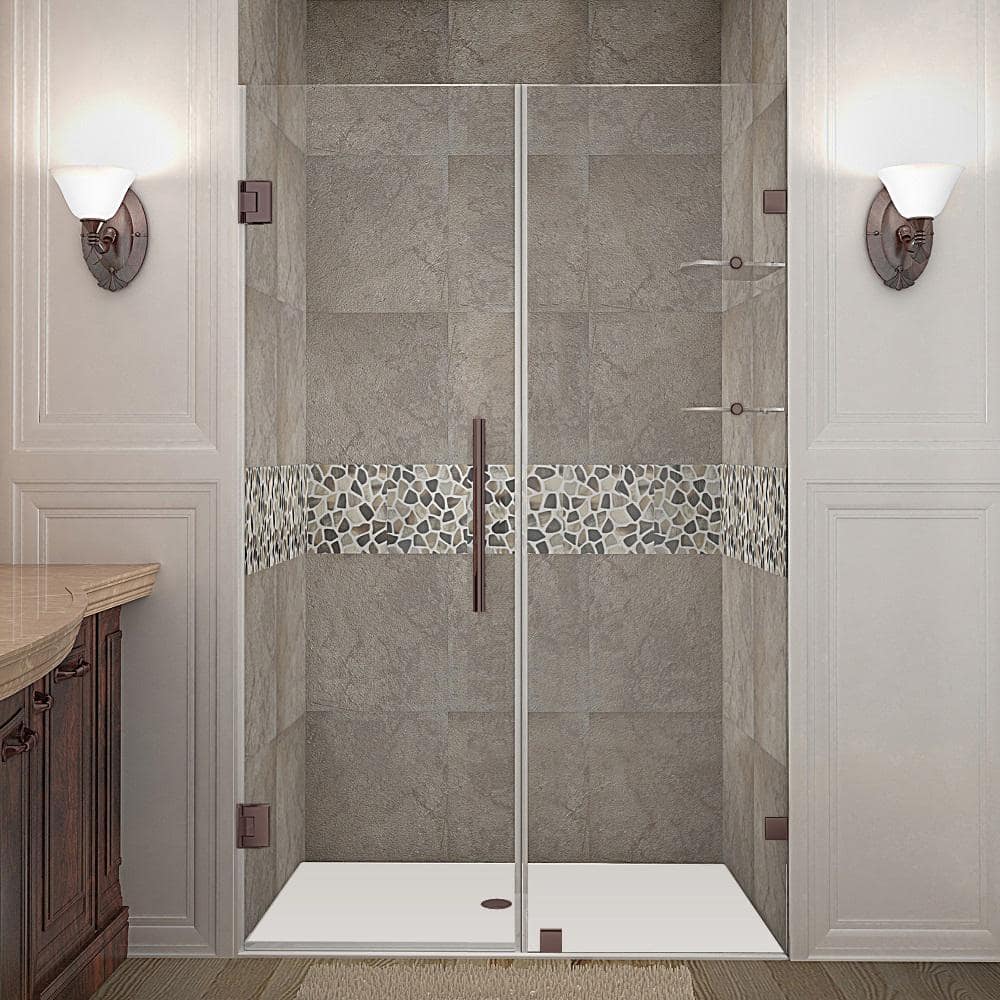 Nautis GS Clear Glass Frameless Hinged Shower Door in Bronze