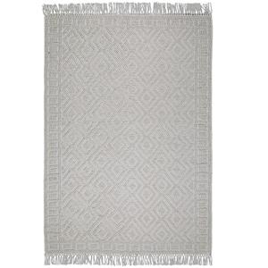 Mead Ivory 6 ft. x 9 ft. Rectangle Solid Pattern Wool Polyester Cotton Runner Rug