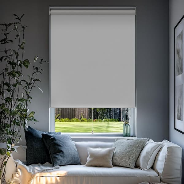Chicology Snap-N'-Glide Byssus White Cordless Blackout Best for Kids Polyester Roller Shade 27 in. W x 72 in. L