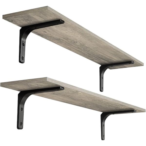 Unbranded 39.4 in. W x 7.9 in. D Gray Wash Floating Shelves Decorative Wall Shelf